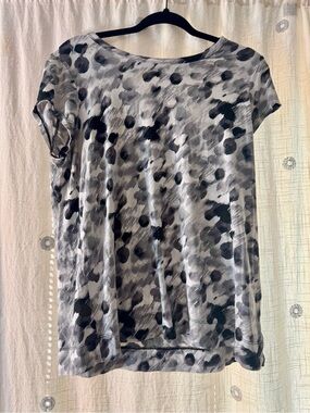 Simply Vera Vera Wang Gray & Black Short Sleeve Printed Tee